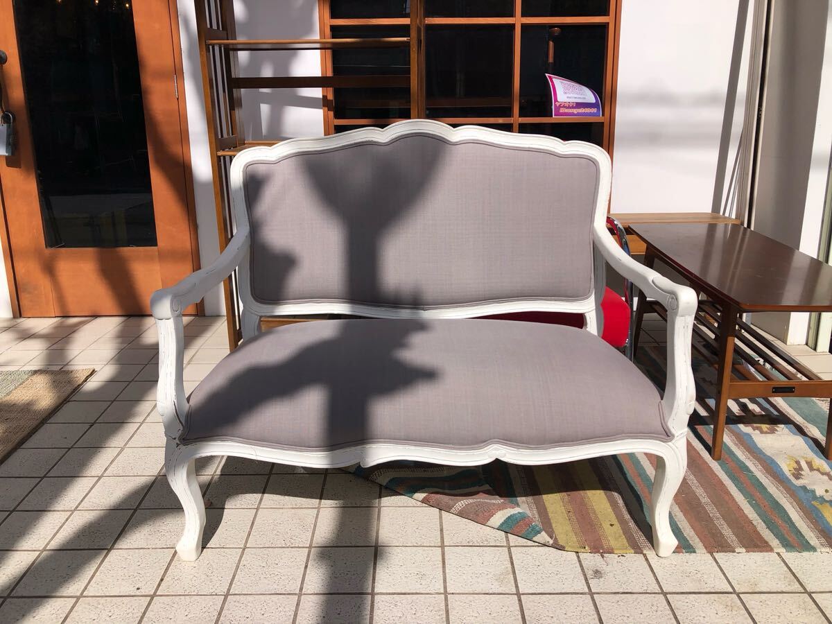 G0262★アンティーク調 ソファ La Boutique DE LA MAISON 2人掛けソファ グレー インテリア 横幅107 ×奥行き58 × 高さ91 拍卖