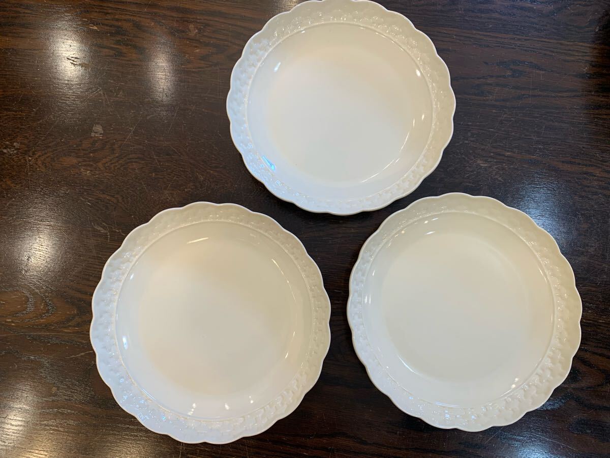 N02-58★ Francfranc フランフラン パスタ皿 ホワイト プレート 編み目模様 直径約24.5×高さ4(㎝)3枚セット 拍卖