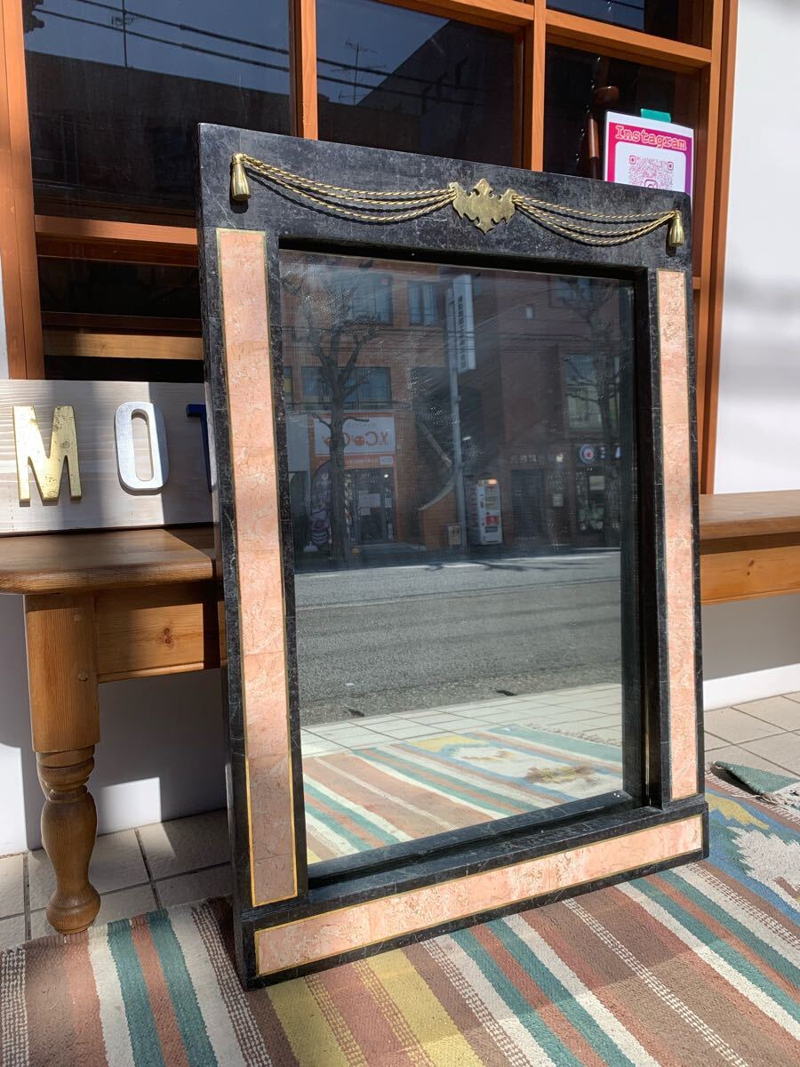 N02-51★ ウォールミラー 大型 石材フレーム 姿見 アンティーク調 幅65×奥行き4×高さ90(㎝)拍卖
