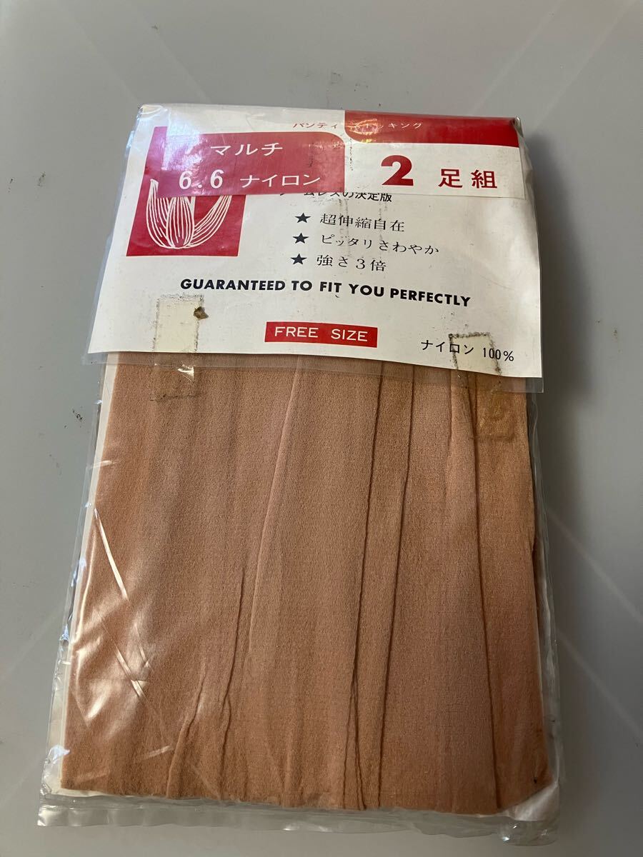 マルチタイプ パンティストッキング 2足組 6・6 ナイロン ベージュ系 昭和 レトロ シームレス panty stocking パンスト 拍卖