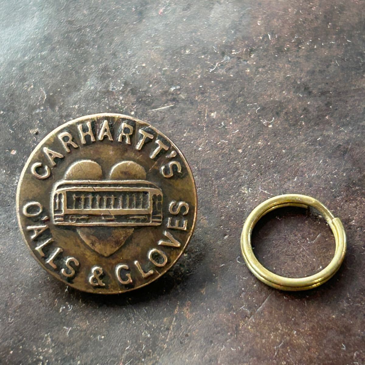 フェード感◎裏面パテント1913年アンティークCarharttチェンジボタンUSAカーハート カバーオールBrassオーバーオール列車10s20sビンテージ拍卖