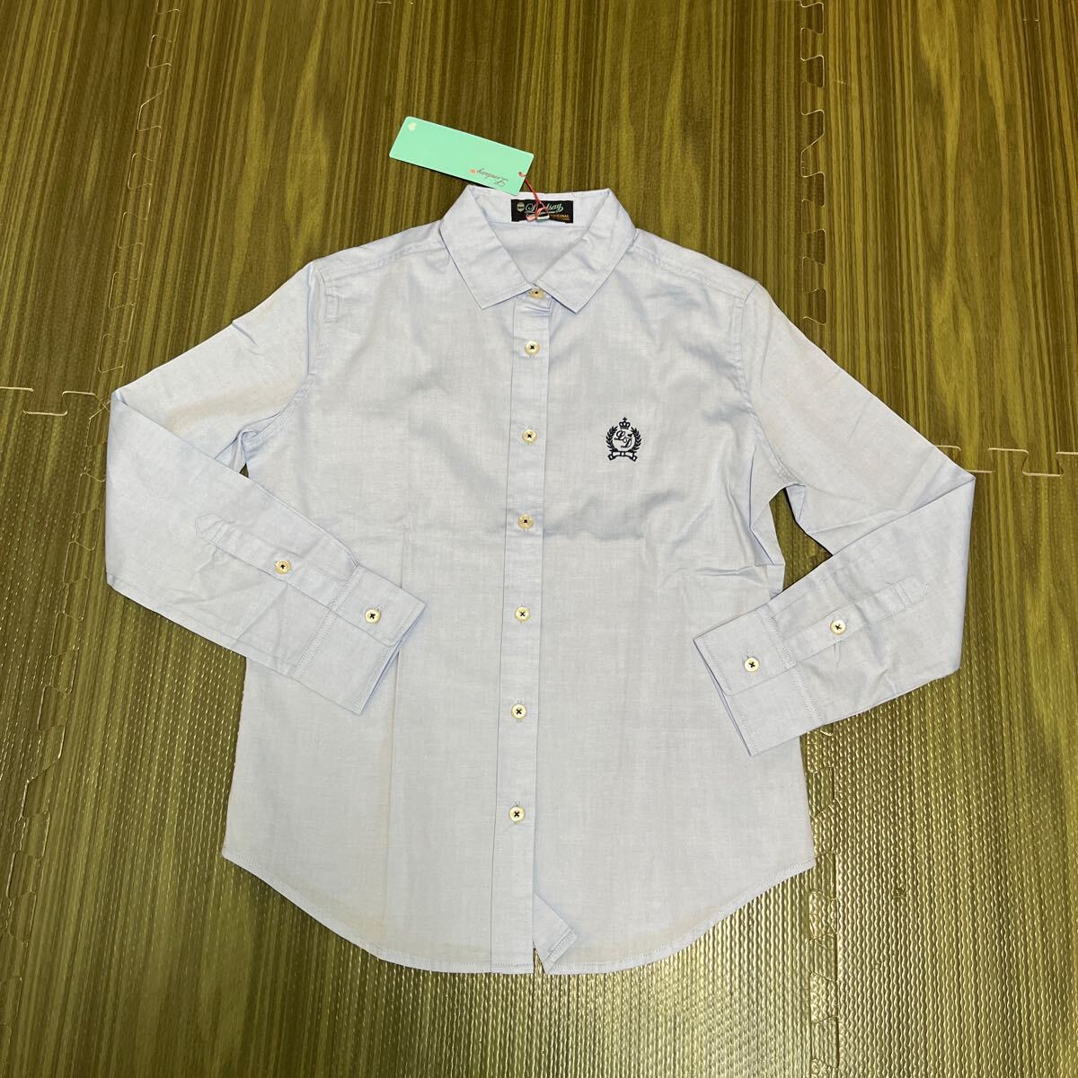 4-7新品リンジィ キッズフォーマルブラウス セレモニーブルーシャツ長袖 スーツインナー卒服卒業式入学式結婚式 150 M拍卖