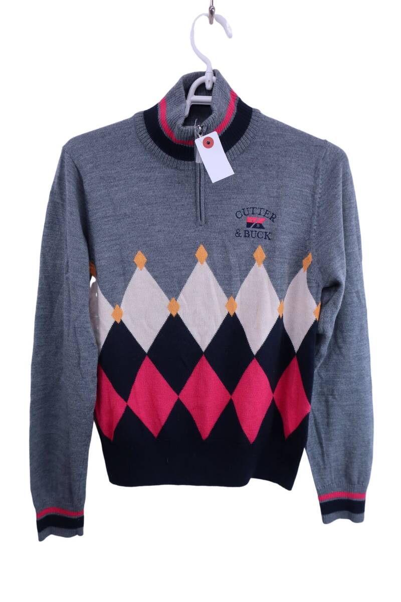 【20%オフ】【美品】CUTTER&BUCK(カッター&バック) ハーフジップニットシャツ グレー レディース M ゴルフ用品 2501-0469 中古拍卖