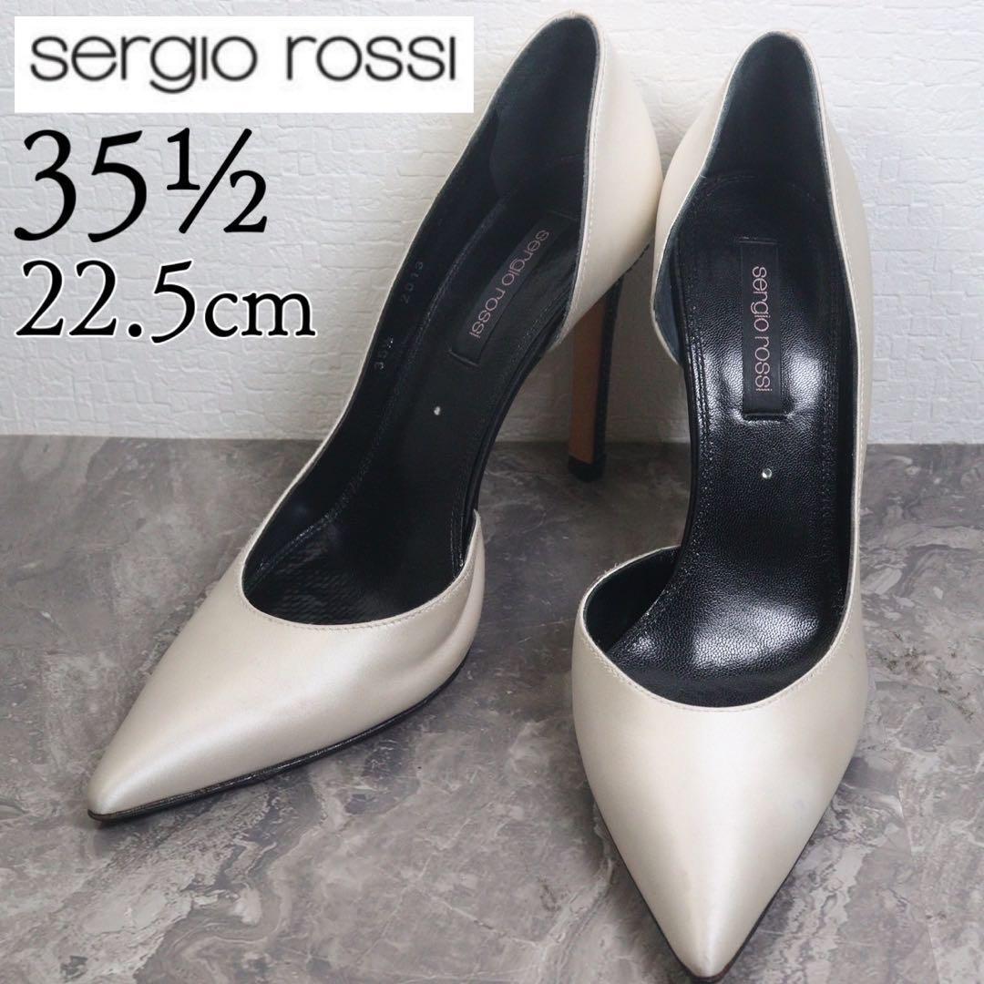【美品】セルジオロッシ 22.5 ハイヒール パンプス サテン ビジュー拍卖