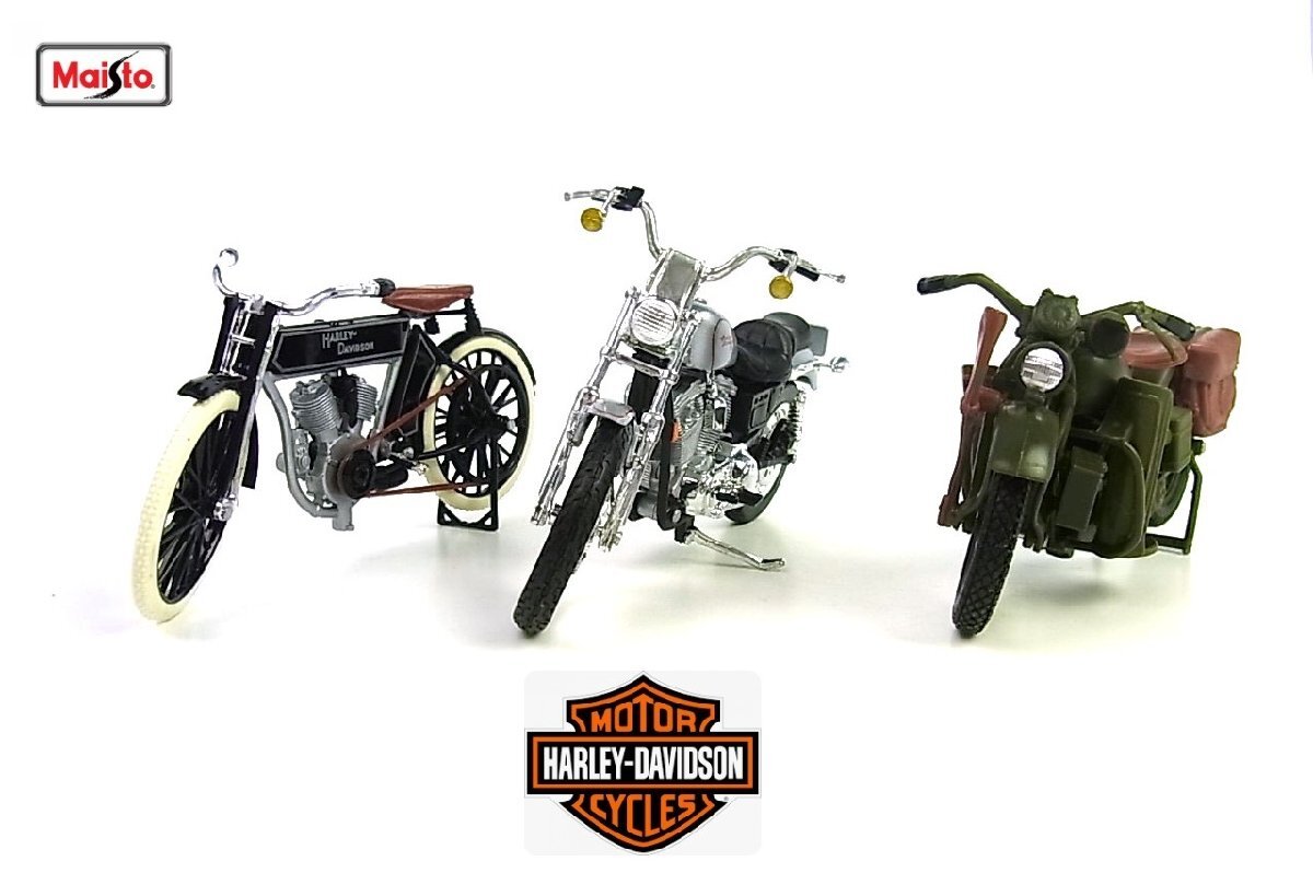 ◆良品◆Maisto/マイスト◆ハーレーダビッドソン 1/18 バイク ダイキャスト 計3台◆XL 1200C Sportster◆WLA FLAT◆Twin 5D V-Twin◆人気◆拍卖