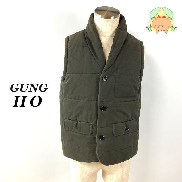 k0092 ③GUNG HO【M】メンズ 中綿ベスト レトロなショート丈 グレー 処分セール拍卖
