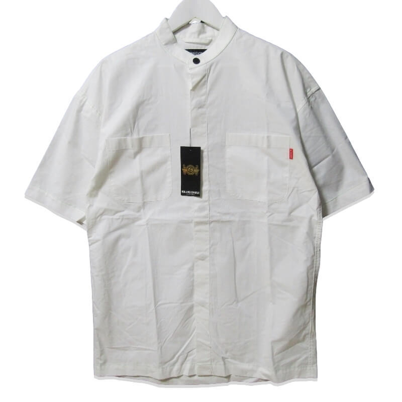 未使用 ROLLING CRADLE ローリングクレイドル 半袖シャツ RC-S1839 STAND-UP COLLAR SHIRT スタンドカラー ホワイト 白 M 27108931拍卖