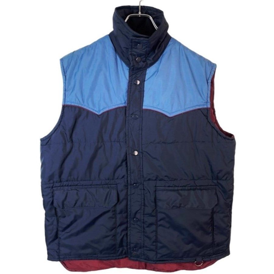 アバランチAvalancheハイネックダウンベスト中綿入りヨーク切り替えデザイン紺ネイビー水色ライトブルー臙脂バーガンディワインレッド41120拍卖