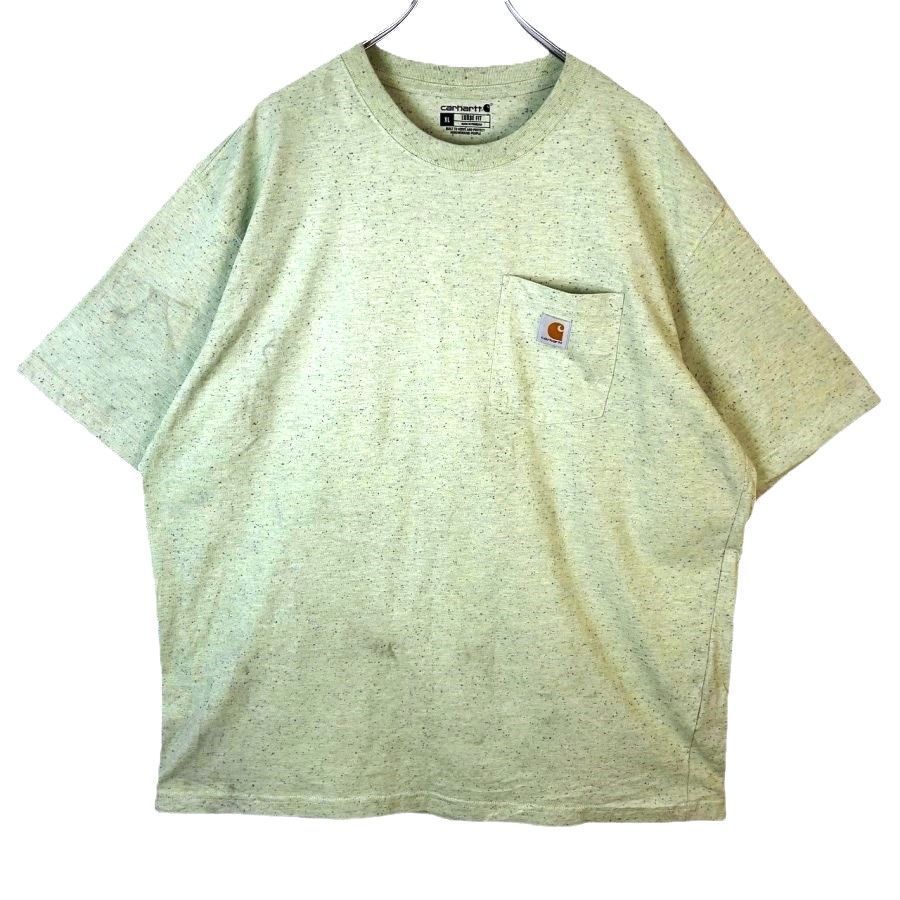CarharttカーハートK87 G96半袖Tシャツ胸ポケT胸ポットSoftGreenNepくすみグリーン緑ヘザー杢ドットloosefitルーズフィットvintage41214拍卖