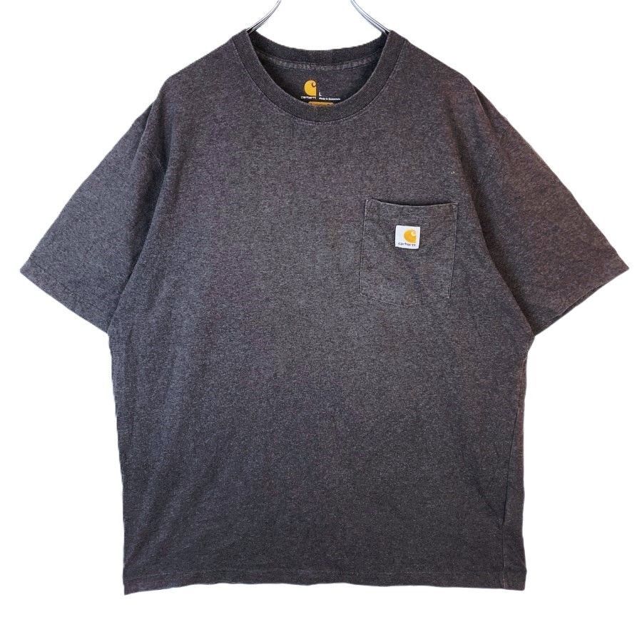 カーハートCarhartt半袖Tシャツ胸ポケT胸ポケットロゴタグワンポイント杢グレー灰色originalfitオリジナルフィットvintage41118拍卖