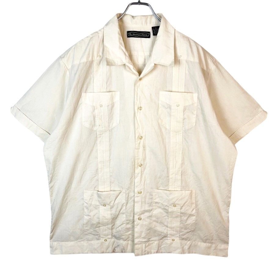ハバネラThe havanera shirtキューバシャツ半袖シャツ開襟オープンカラープリーツベージュvintageヴィンテージ41118拍卖