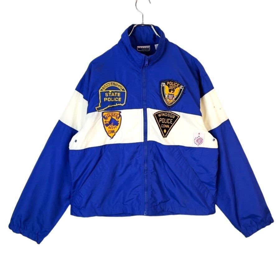 ボストンハーバーBOSTON HARBOURジップアップナイロンジャケットブルゾンPOLICEポリス警察ワッペン両面デザイン青ブルー白ホワイト41118拍卖
