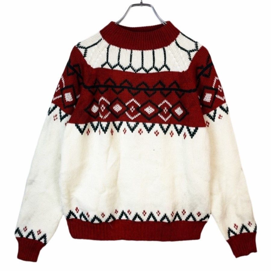JCペニーJC Pennyデザインニットノルディックセーターフェアアイル赤レッド白ホワイトy2kレトロvintageヴィンテージ41115拍卖