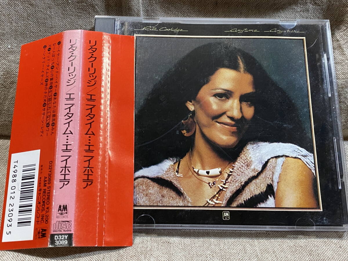 RITA COOLIDGE - ANYTIME ANYWHERE D32Y3089 国内初版 日本盤 税表記なし3200円盤 巻き込み帯付 廃盤 レア盤拍卖