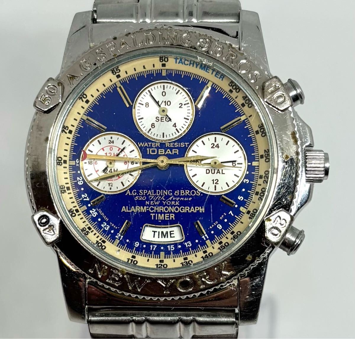 不動 A.G.SPALDING&BROS アラームクロノグラフ N944-6A20 ジャンク品 メンズ腕時計拍卖