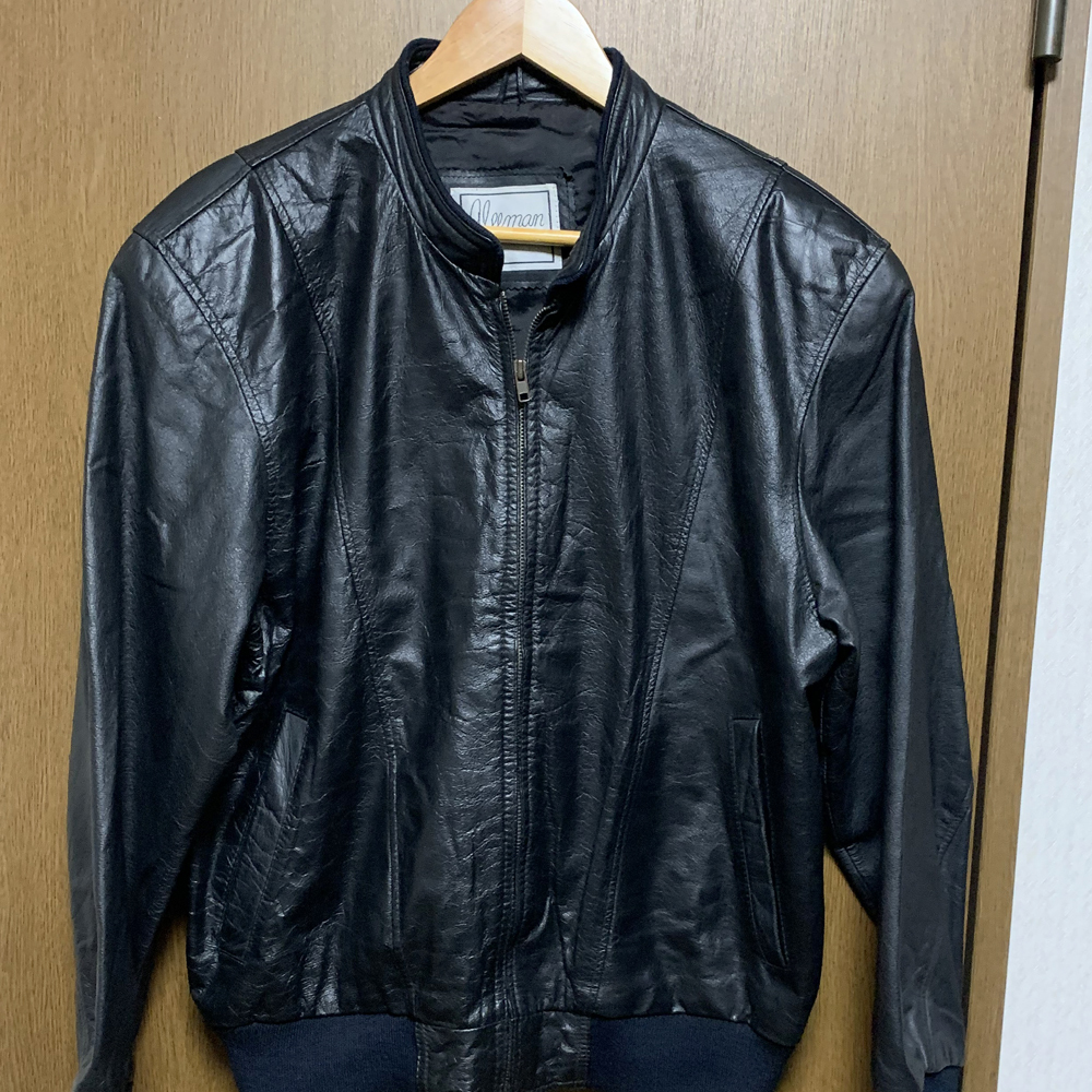 L【gleeman|革ジャン】グリーマン ブラック ノーカラー ジャンパー ブルゾン拍卖