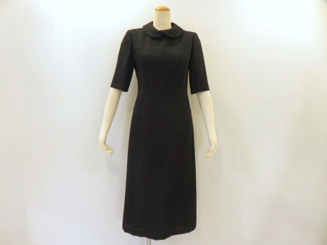 ■上質美品 トリイユキ【 YUKI TORII 】高級 ブラック ワンピース 日本製 9号 M 半袖 法事 法要 ユキトリイ o373拍卖