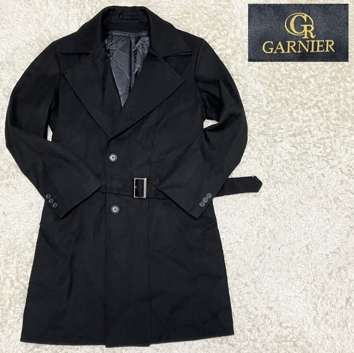 【2way★ライナー付き】Мサイズ 美品 GARNIER ベルト付きロングコート/黒◆ガルニエ (2)拍卖