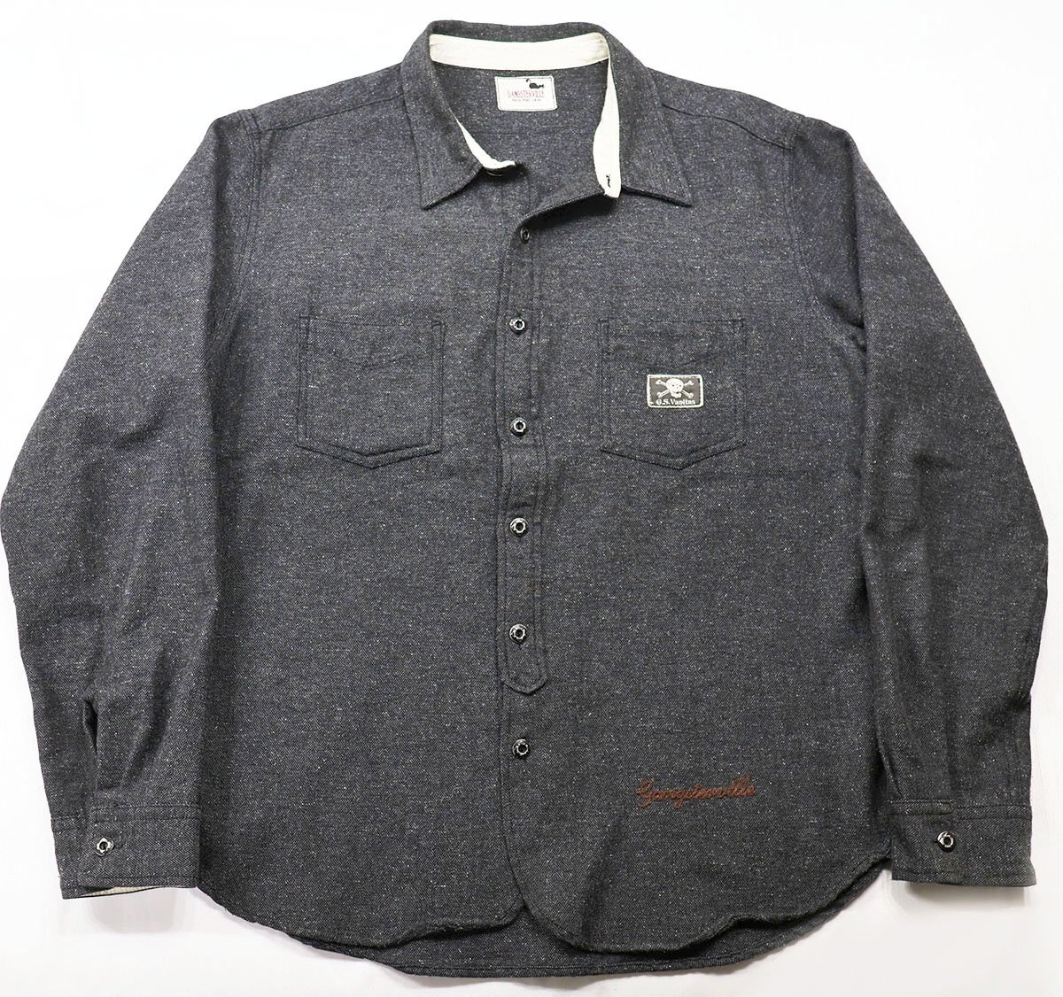 GANGSTERVILLE (ギャングスタービル) WOOL HERRINGBONE SHIRT / ウールヘリンボーン ワークシャツ GSV-11-MW-06 チャコール size L拍卖