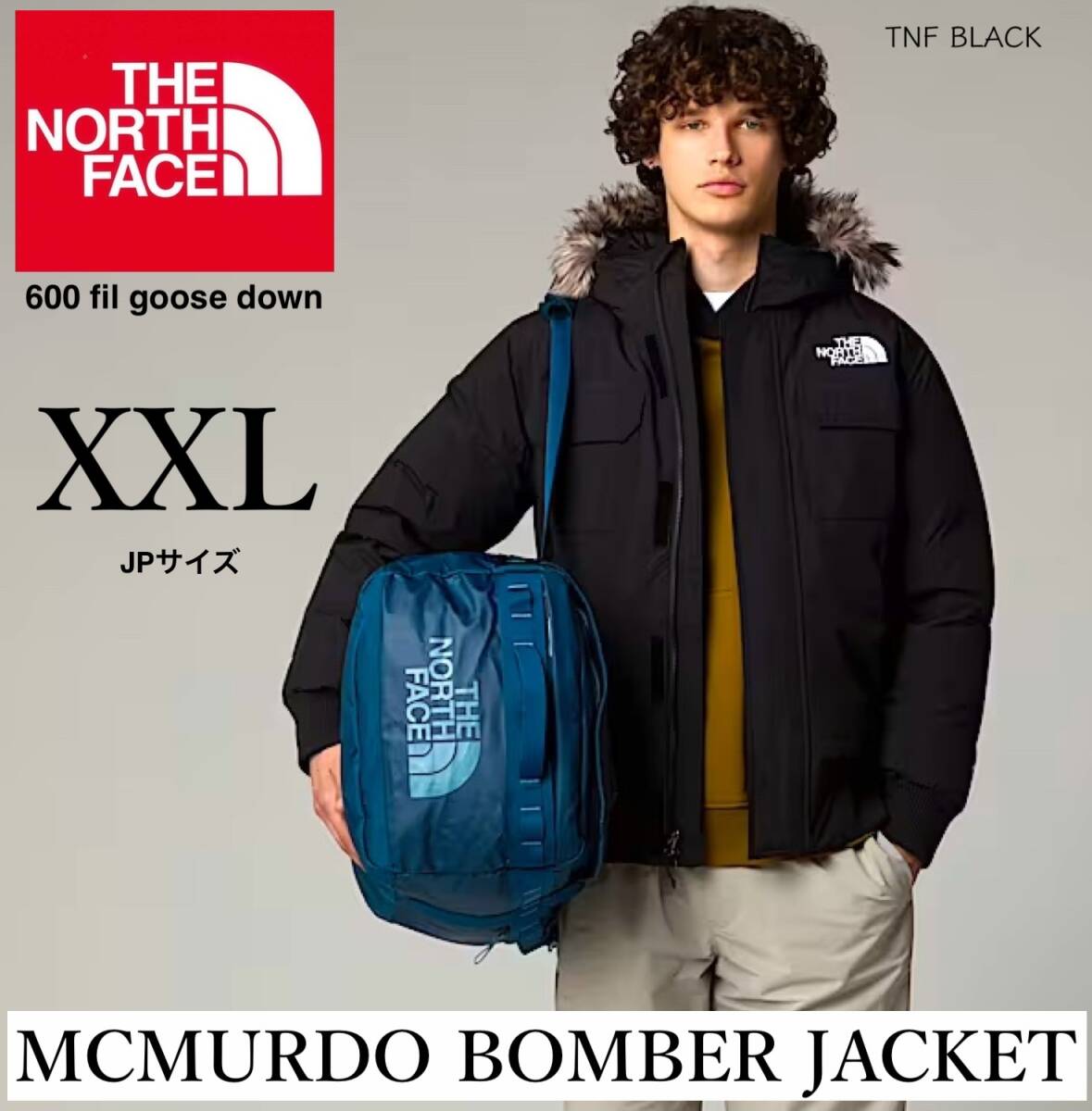 ◆モデル出品◆新品 XXLサイズ ノースフェイス マクマード ボンバー 黒/ブラック 極暖600フィル パーカ付グースダウンジャケット メンズ 拍卖