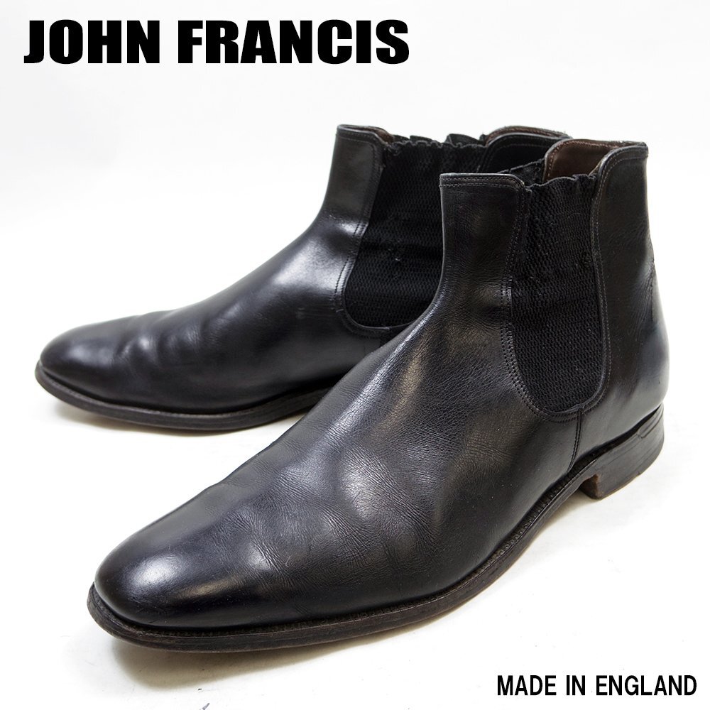 26cm相当 JOHN FRANCIS ジョンフランシス ショートサイドゴアブーツ ブラック 黒 レザーシューズ /2025.2.10/P2460拍卖