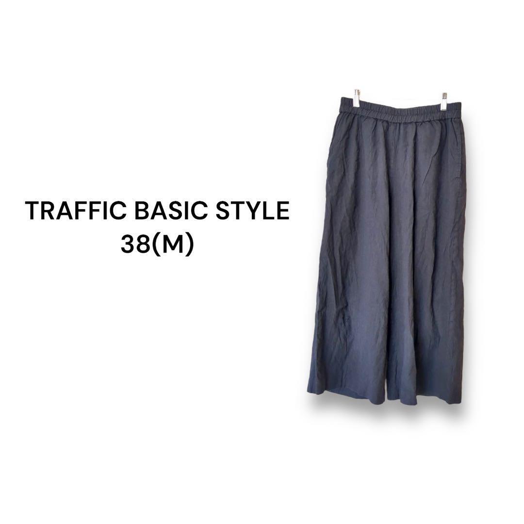 トラフィックベーシックスタイル ガウチョパンツ【38】ワイド ネイビー 総ゴム拍卖