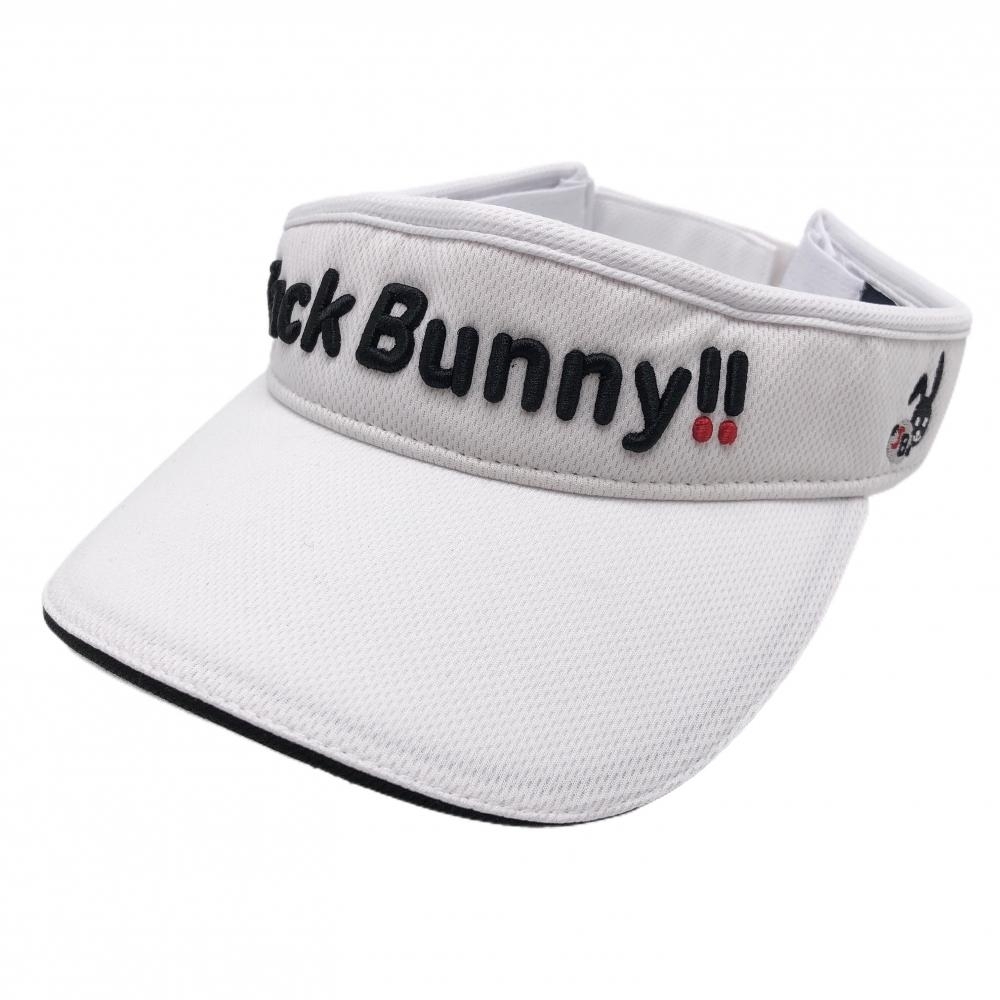 【超美品】ジャックバニー サンバイザー 白×黒 立体ロゴ刺しゅう FR ゴルフウェア Jack Bunny拍卖
