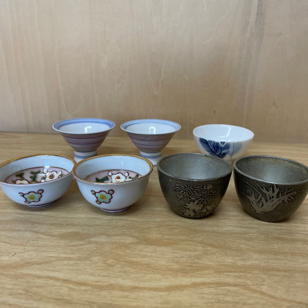おちょこ 九谷焼 東陶 金属製 7客セット 酒器 お猪口拍卖