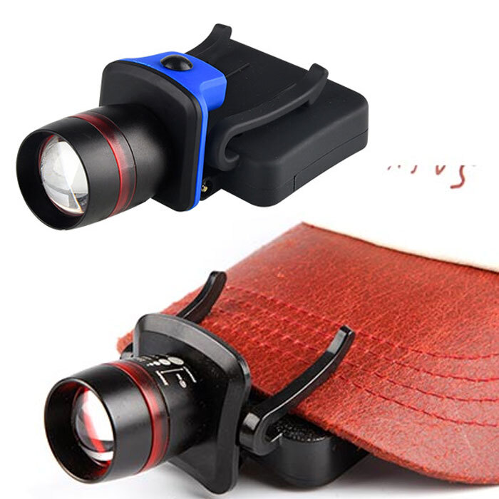 ヘッドライト LED キャップライト キャップ 帽子に装着 ヘッドランプ ズーム式 軽量 単4 乾電池 コンパクト 登山 アウトドア 夜釣り 防災用拍卖