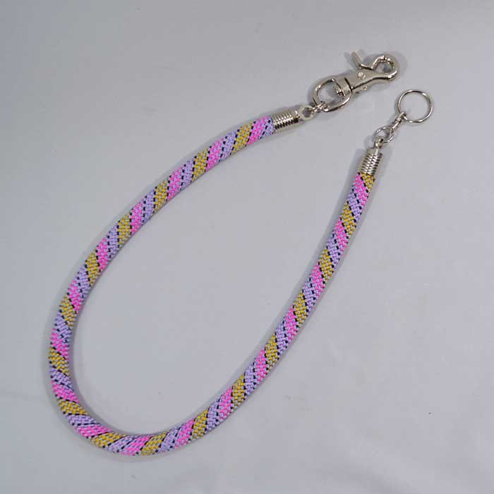新品 太い 長い ウォレットロープ ウォレットコード ウォレットチェーン 組み紐風ロープ PINK拍卖