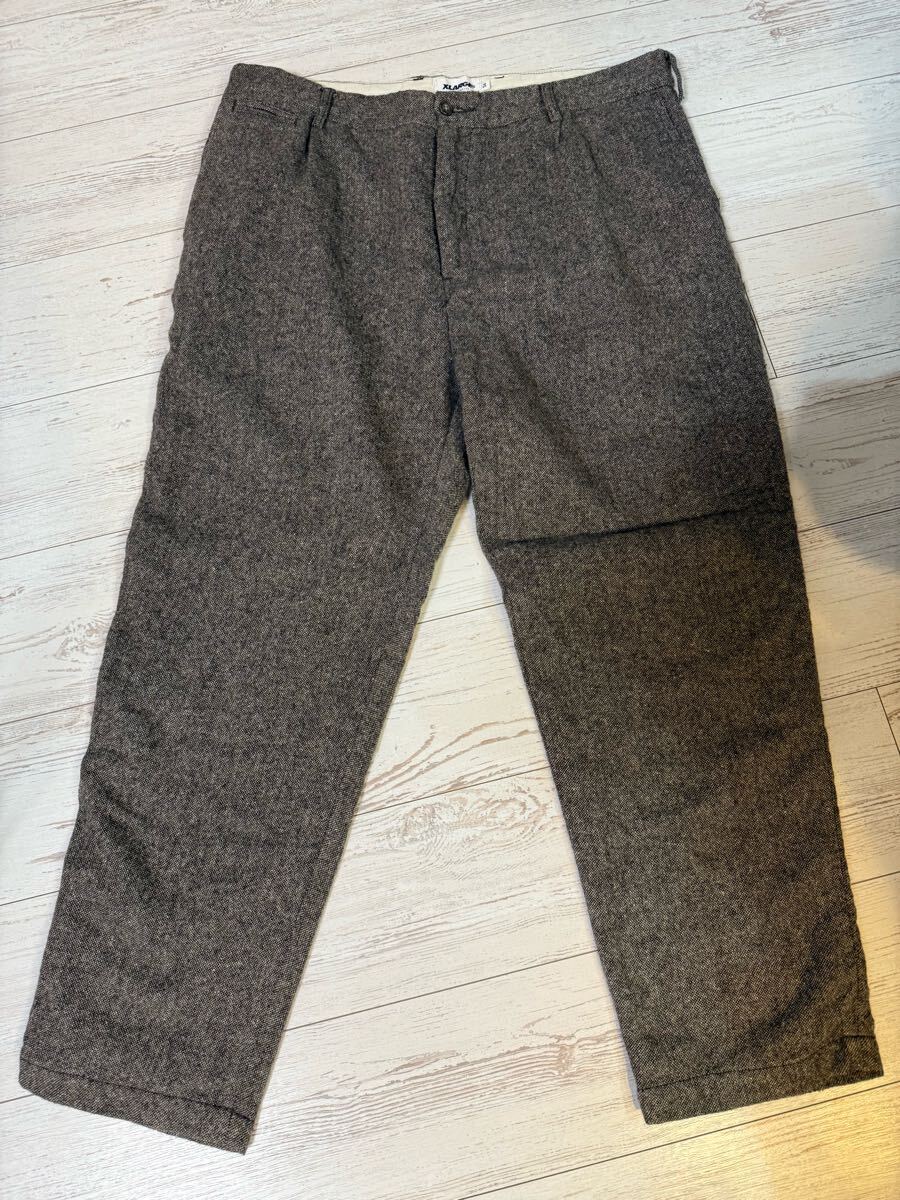 XLARGEツイードチャップリンパンツsize38 ウエスト幅48 丈98ダボっと履き裾を折ってもお洒落です。女性が着ても可愛いと思います拍卖
