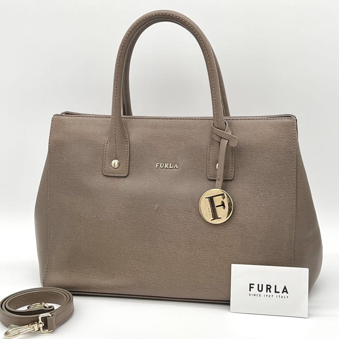 【良品】FURLA フルラ LINDA ハンドバッグ セミショルダーバッグ 2way レザー フォーマル レディース 通勤 通学 ブラウン系 AI551228B拍卖