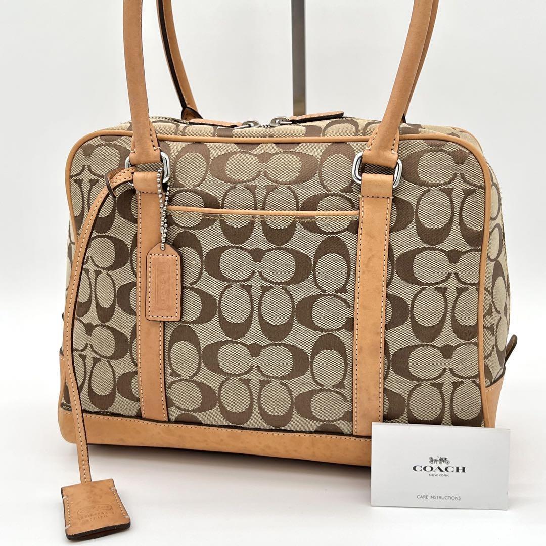 【良品】COACH コーチ シグネチャー トートバッグ 肩がけ ハンドバッグ ヴィンテージ フォーマル レディース 通勤 通学 ブラウン BA100126D拍卖