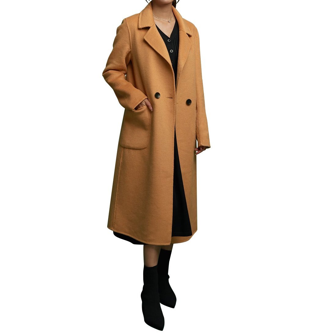 コート Sサイズ キャメル レディース 冬 チェスターコート ウール ロング テーラードコート 通勤 トレンチ拍卖