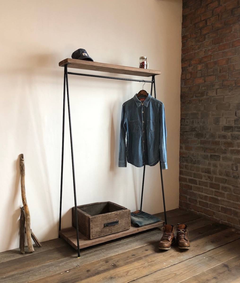 ※商品説明必読※ 数量限定 SNNK ハンガーラック アイアン 古材 インダストリアル アイアン家具 ディスプレイラック拍卖