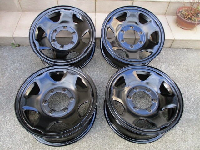 トヨタ純正 純正スチールホイール 錆止めブラック再塗装 4本セット 15×6J 6H/PCD139.7 +30 ハブ径:約106㎜ リメイクベース拍卖