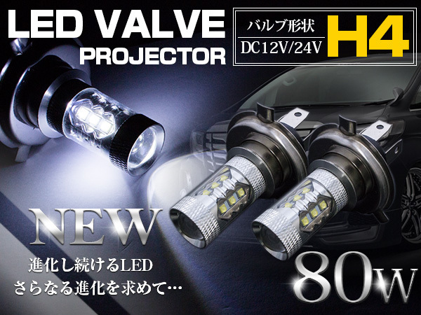 CREE製XB-D LED H4 Hi/Lo 80W 12V/24V ホワイト 白 フォグランプ LED球 LEDバルブ フォグ ヘッドライト 展示車両などに カスタムカー拍卖