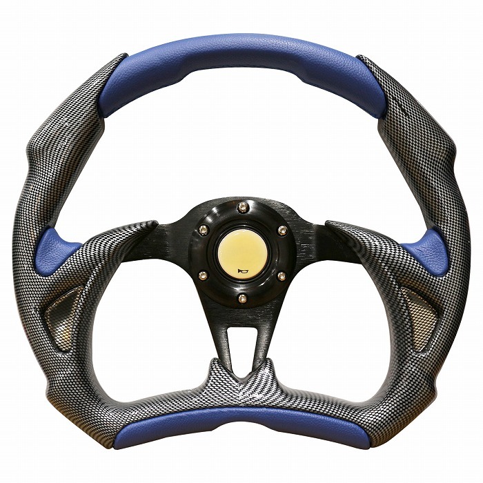 カーボン調 ステアリング 35cm φ350 φ35 ブルー/カーボン スポーツ ハンドル ドリ車 競技用 350mm ドリフト 青拍卖
