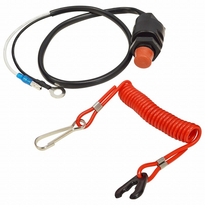 【送料220円】汎用 キルスイッチ &本体 プッシュスイッチ ランヤード コード エンジン ストッパー ストップ 船外機 ジェットスキー バギー拍卖