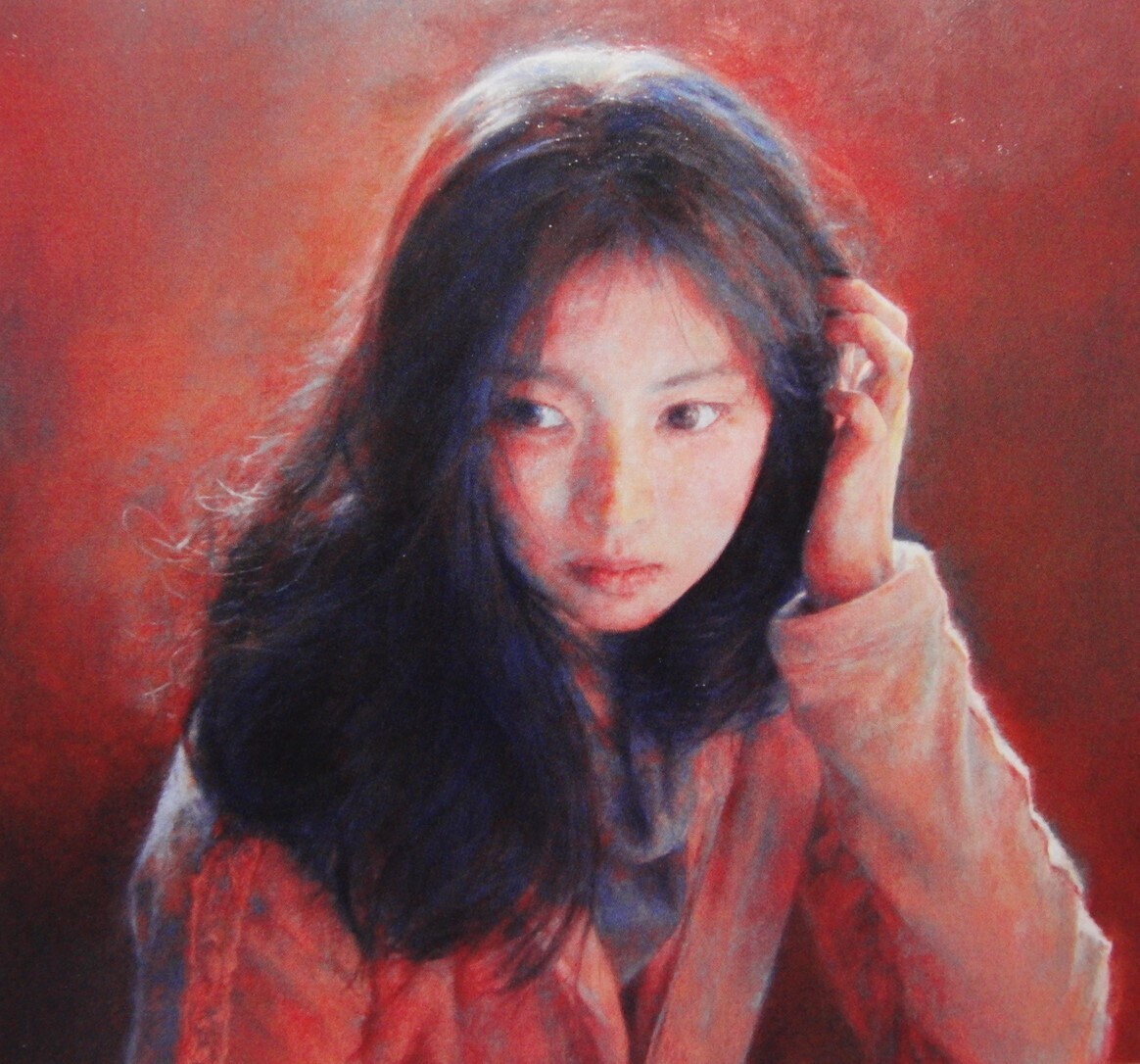 浅村理江、「madder red」、希少画集・額装画、日本製・新品額縁にて額装致します、状態良好、日本人画家、美人拍卖