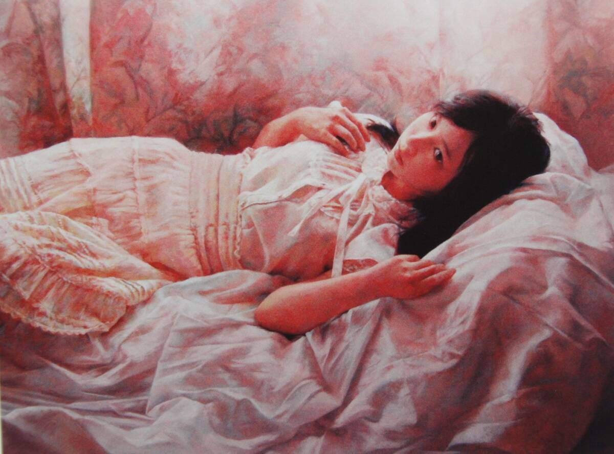 浅村理江、「陽のあたる場所」、希少画集・額装画、日本製・新品額縁にて額装致します、状態良好、日本人画家、美人拍卖