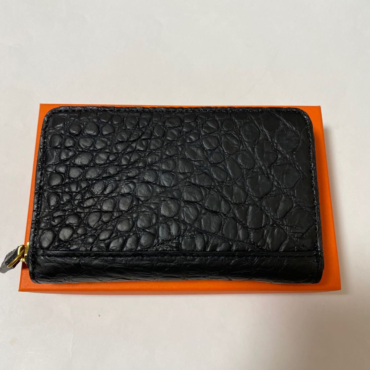 財布 「BELLIES YORK/ベリーズヨーク」ラウンドファスナー 小銭入れ 定期入れ カードケース クロコ ブラック ケース付き拍卖