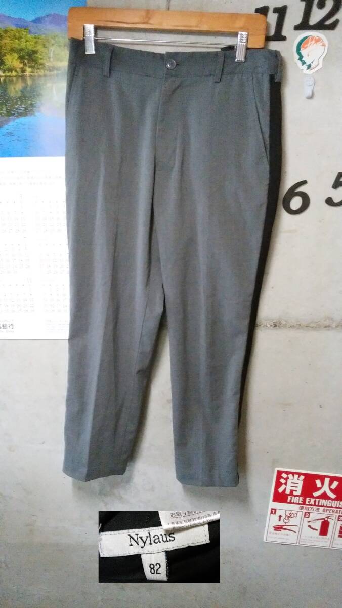 Nylaus サイドラインパンツ(レーヨン混) W82 グレー×ブラック拍卖