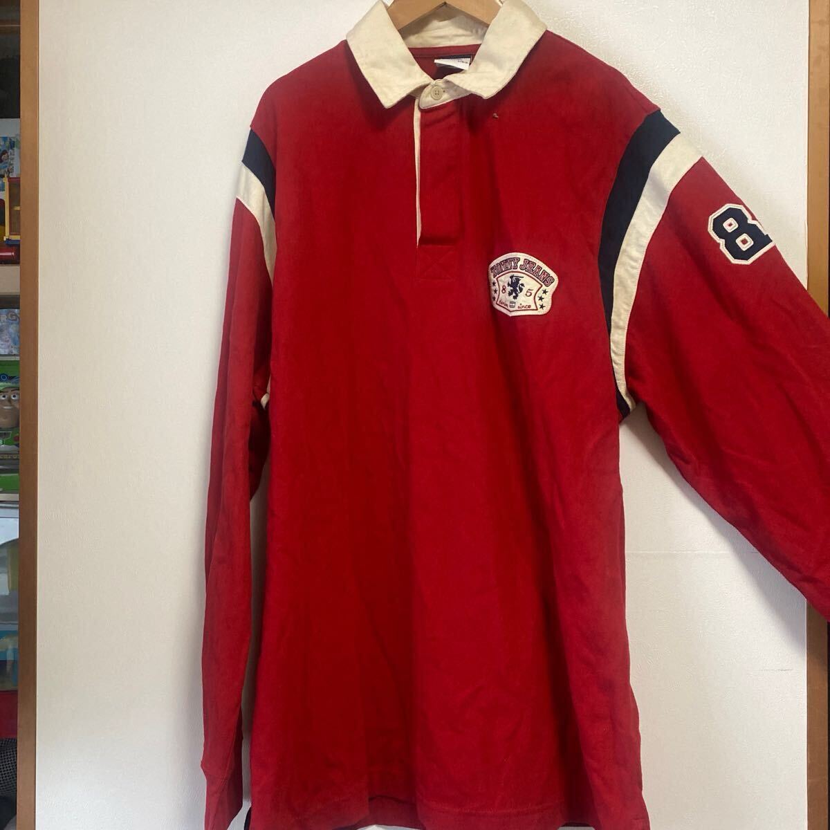 TOMMY JEANS ラガーシャツ 長袖シャツ レッド L拍卖