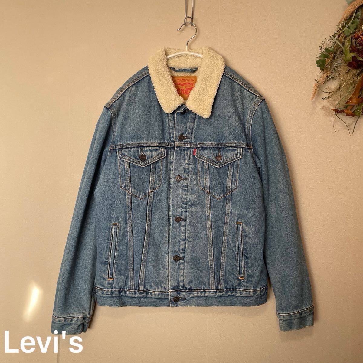 リーバイス ボアデニムジャケット ジージャン デニム ジャケット アウター 上着 ブルゾン 裏ボア Mサイズ 美品 Levi's Gジャン拍卖