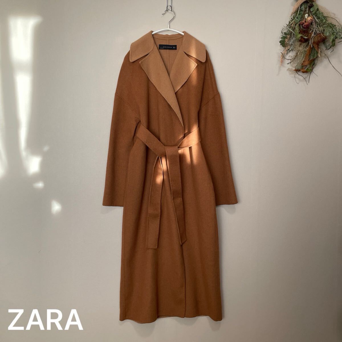 ZARA ウールコート ロングコート マキシコート ブラウン レディースSサイズ アウター ジャケット ザラ 大人可愛い キャメル拍卖