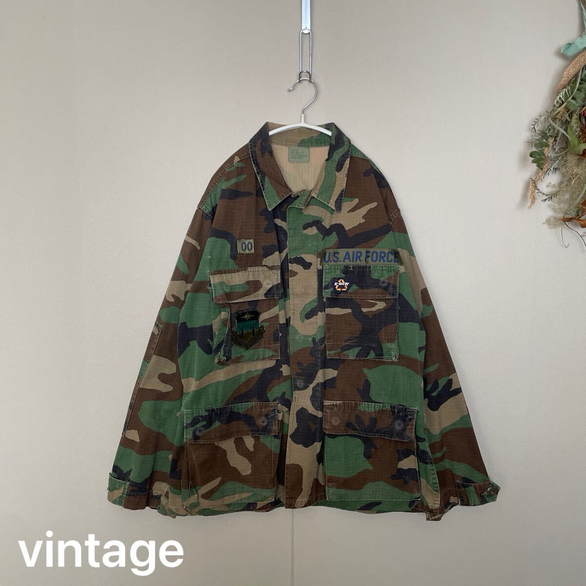 古着 米軍 ミリタリー ジャケット90s 米軍実品 U.S.AIR FORCE 迷彩柄 エアフォース リップストップ ARMY M-65 カモフラ Sサイズ拍卖
