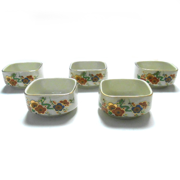 九谷焼★小鉢 梅文様 5客☆紙箱付拍卖