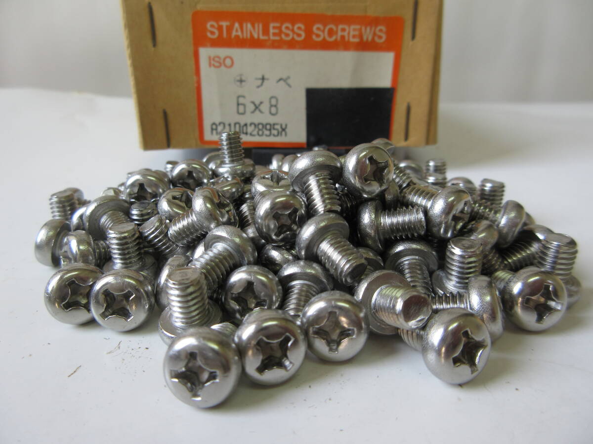 在庫処分未使用品 SUSステンレス鍋ビス M6×首下8 100本組 プラス頭ナベビス拍卖