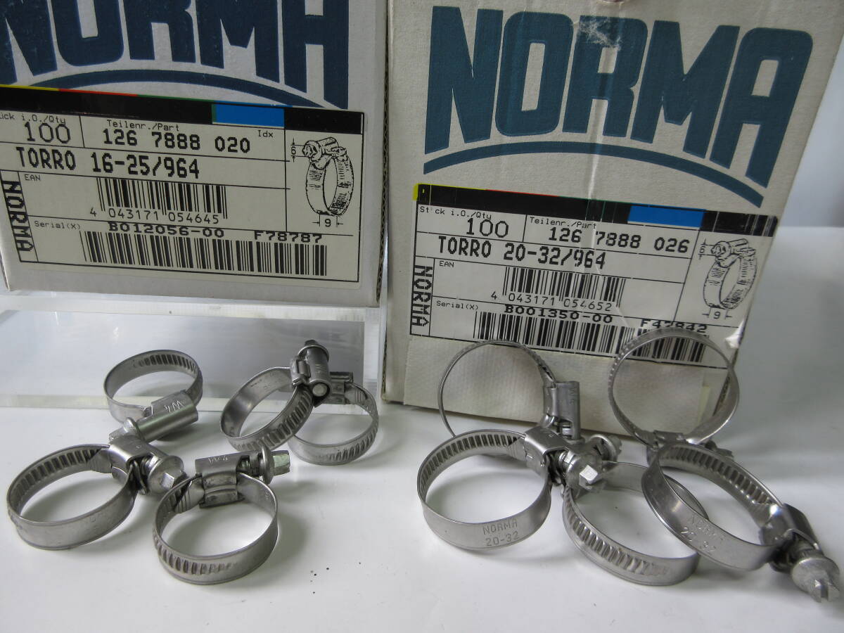 在庫処分未使用品 NORMA ステンレスSUSホースバンド 2種類(使用サイズ径16~25と20~32)各5個拍卖